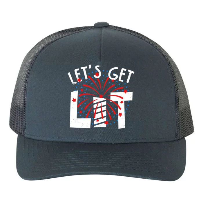 Let's Get Lit Memorial Day 4th of July Fireworks Yupoong Adult 5-Panel Trucker Hat