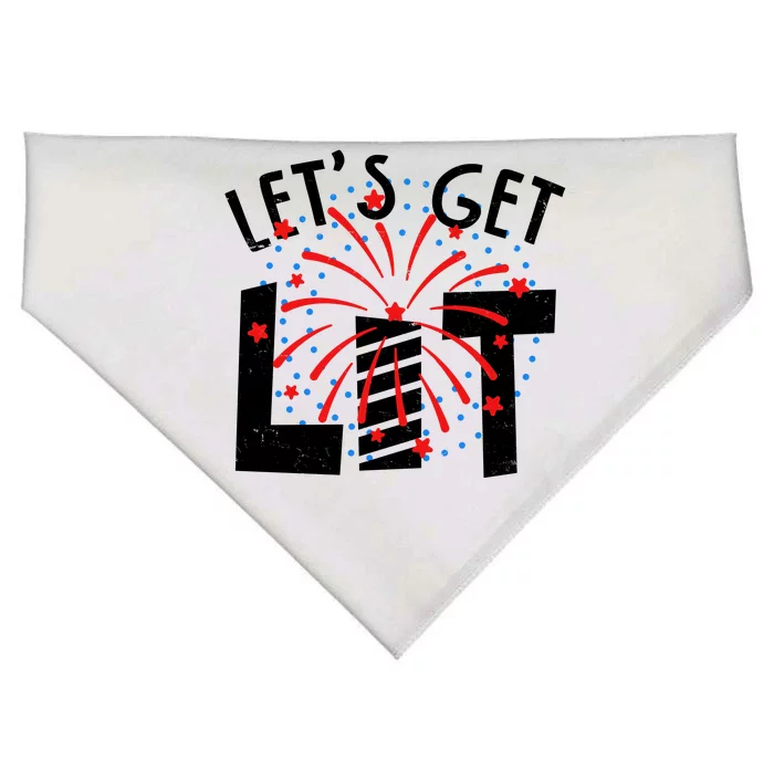 Let's Get Lit Memorial Day 4th of July Fireworks USA-Made Doggie Bandana