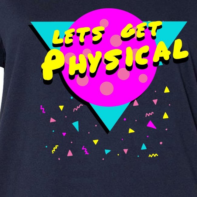 Lets Get Physical Retro 80s Women's V-Neck Plus Size T-Shirt