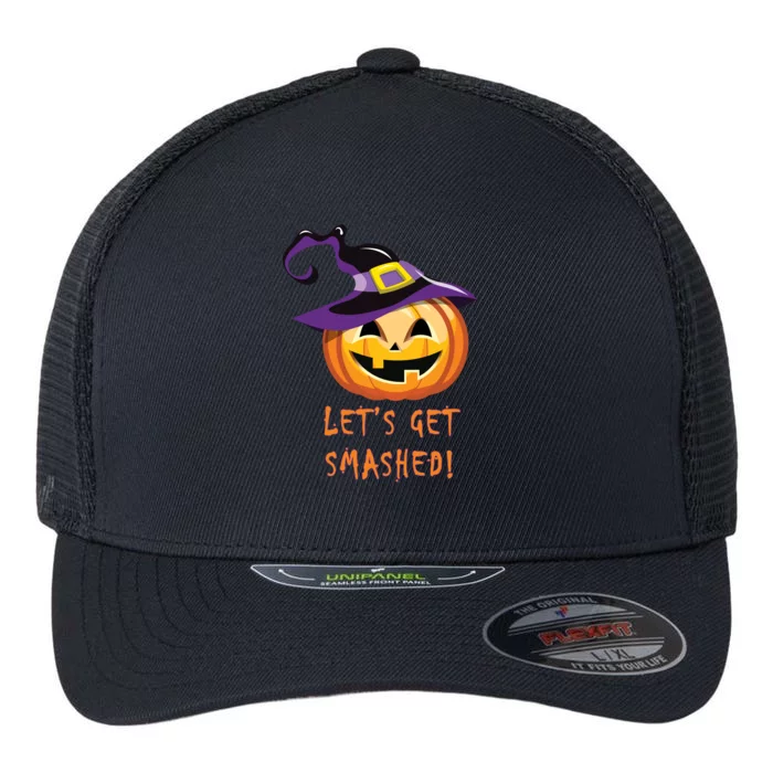 Let's Get Smashed Funny Halloween Flexfit Unipanel Trucker Cap