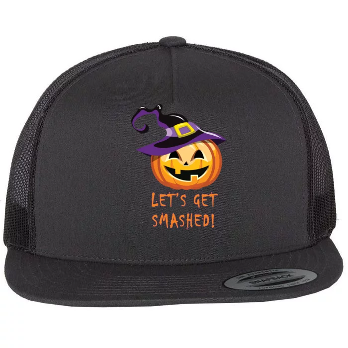 Let's Get Smashed Funny Halloween Flat Bill Trucker Hat