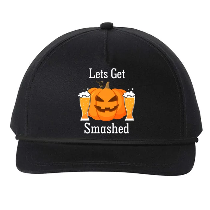 Lets Get Smashed Pumpkin Beer Halloween Party Snapback Five-Panel Rope Hat