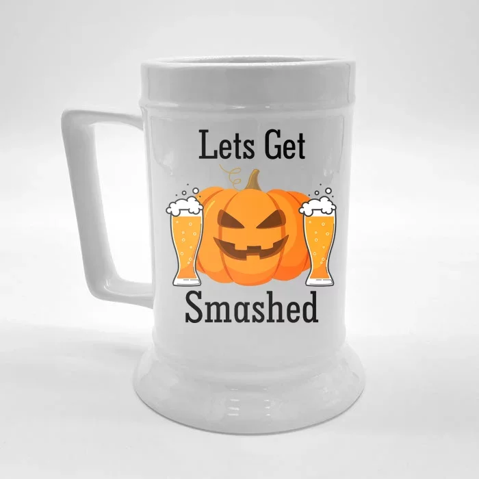 Lets Get Smashed Pumpkin Beer Halloween Party Front & Back Beer Stein