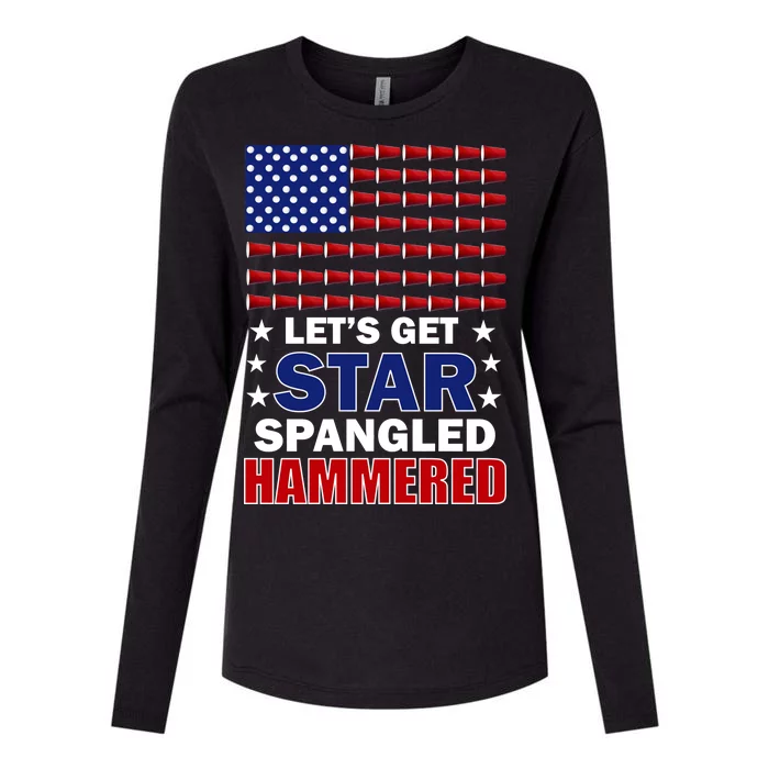 Let's Get Star Spangled Hammered Womens Cotton Relaxed Long Sleeve T-Shirt