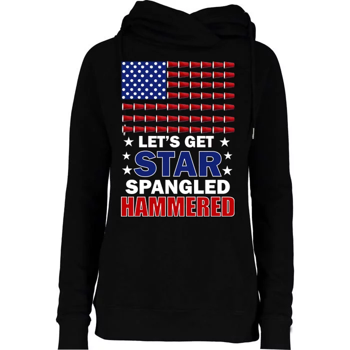 Let's Get Star Spangled Hammered Womens Funnel Neck Pullover Hood