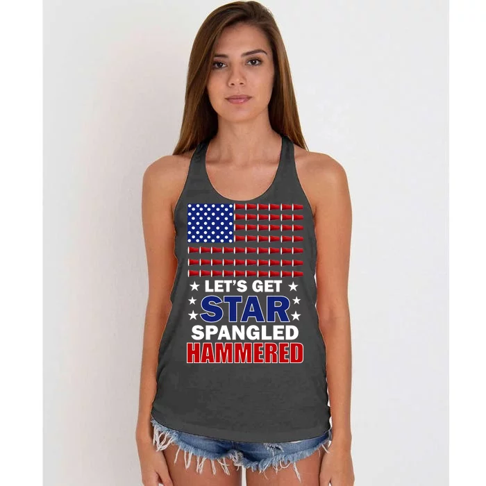 Let's Get Star Spangled Hammered Women's Knotted Racerback Tank