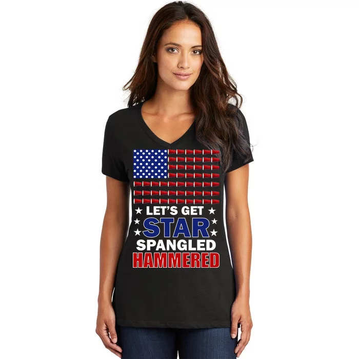 Let's Get Star Spangled Hammered Women's V-Neck T-Shirt