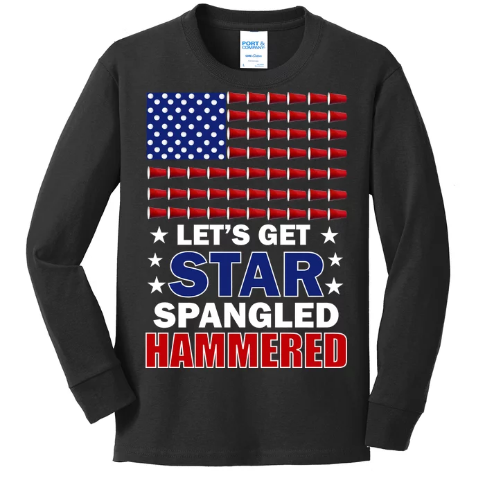 Let's Get Star Spangled Hammered Kids Long Sleeve Shirt