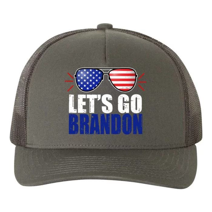 Lets Go Brandon American Flag Aviator Shades FJB Chant Yupoong Adult 5-Panel Trucker Hat