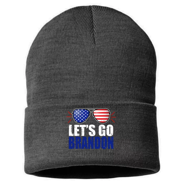 Lets Go Brandon American Flag Aviator Shades FJB Chant Sustainable Knit Beanie