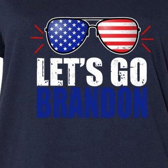 Lets Go Brandon American Flag Aviator Shades FJB Chant Women's V-Neck Plus Size T-Shirt