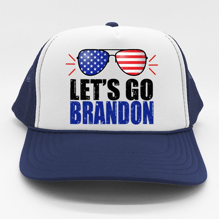 Lets Go Brandon American Flag Aviator Shades FJB Chant Trucker Hat