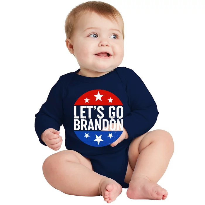 Lets Go Brandon Emblem FJB Chant Baby Long Sleeve Bodysuit