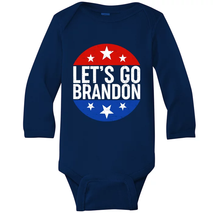 Lets Go Brandon Emblem FJB Chant Baby Long Sleeve Bodysuit