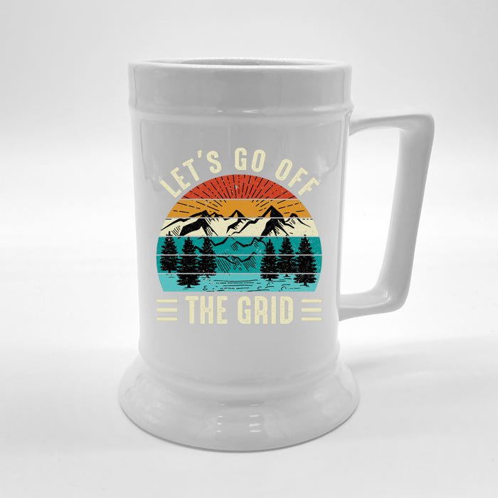 Lets Go Off The Grid Hiking Front & Back Beer Stein