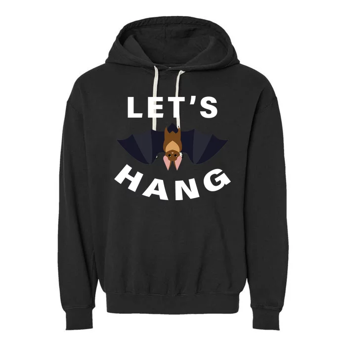 Lets Hang Funny Halloween Bat Garment-Dyed Fleece Hoodie