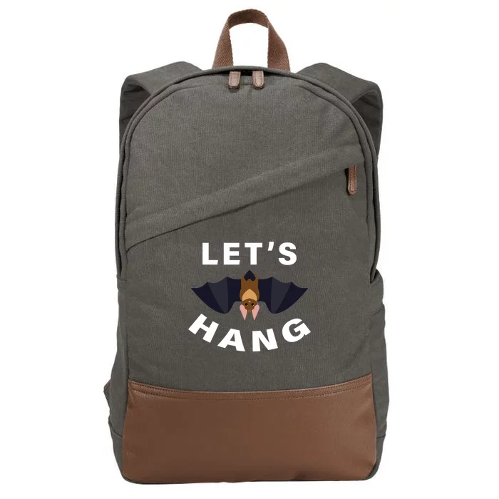 Lets Hang Funny Halloween Bat Cotton Canvas Backpack