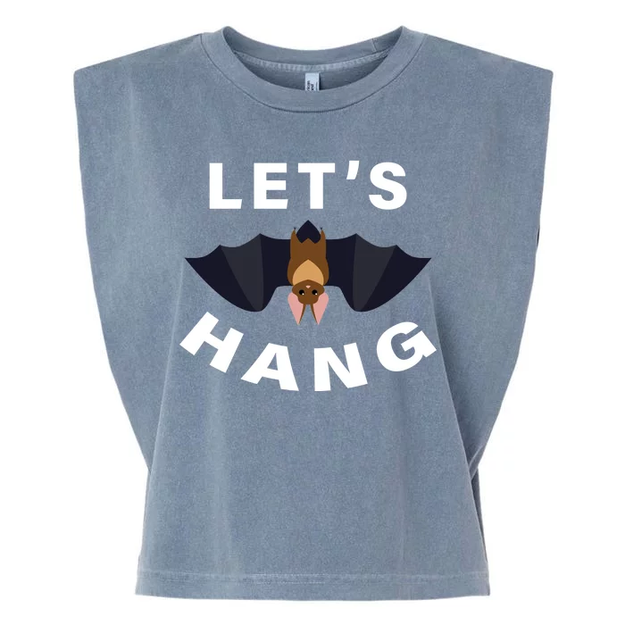 Lets Hang Funny Halloween Bat Garment-Dyed Women's Muscle Tee