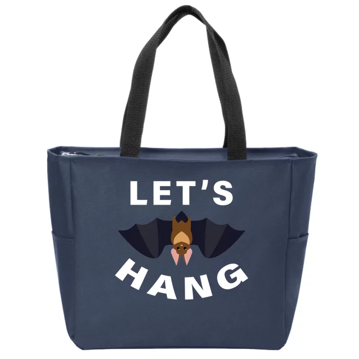 Lets Hang Funny Halloween Bat Zip Tote Bag