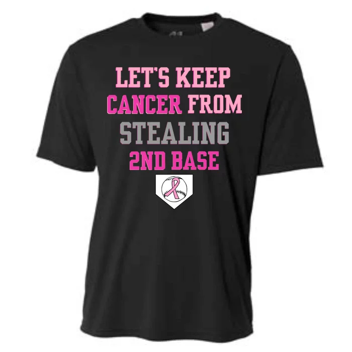 Let's Keep Cancer From Stealing 2nd Base Ribbon Cooling Performance Crew T-Shirt