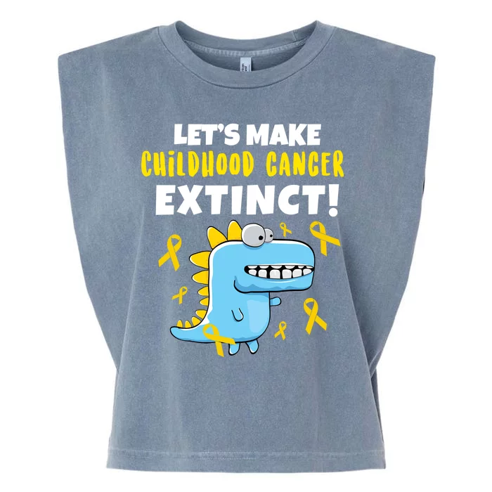 Lets Make Childhood Cancer Extinct Dinosaur Garment-Dyed Women's Muscle Tee