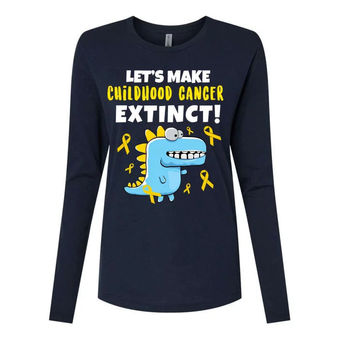 Lets Make Childhood Cancer Extinct Dinosaur Womens Cotton Relaxed Long Sleeve T-Shirt