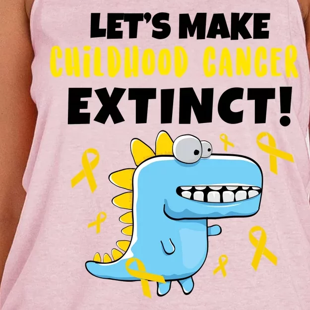 Lets Make Childhood Cancer Extinct Dinosaur Women's Knotted Racerback Tank