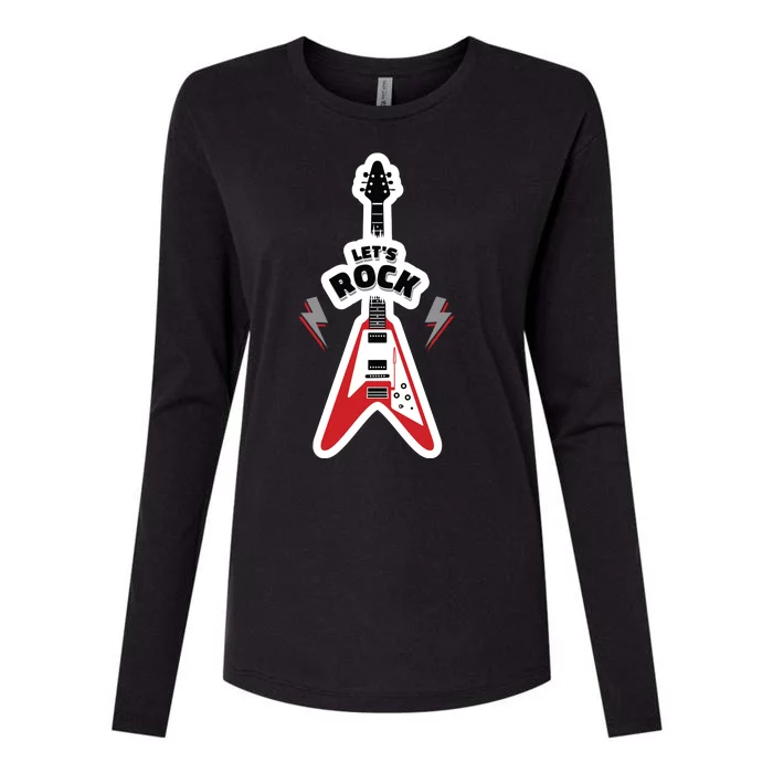 Let's Rock Guitar Womens Cotton Relaxed Long Sleeve T-Shirt