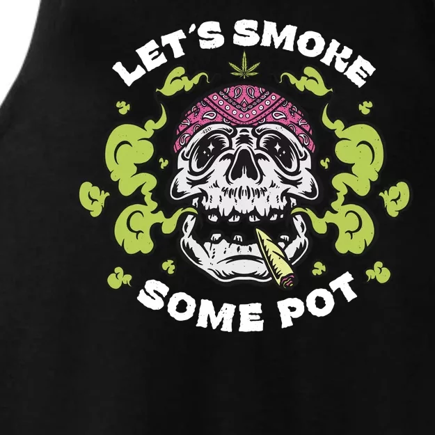 Let's Smoke Some Pot Skull Ladies Tri-Blend Wicking Tank