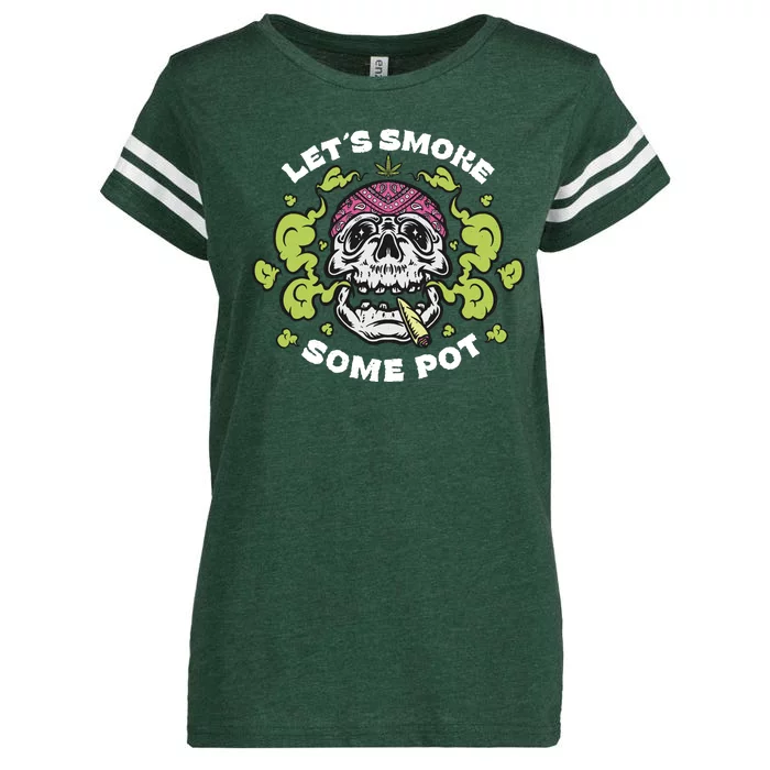 Let's Smoke Some Pot Skull Enza Ladies Jersey Football T-Shirt