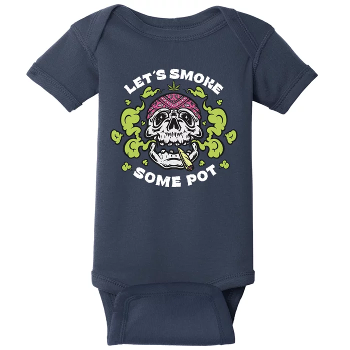 Let's Smoke Some Pot Skull Baby Bodysuit