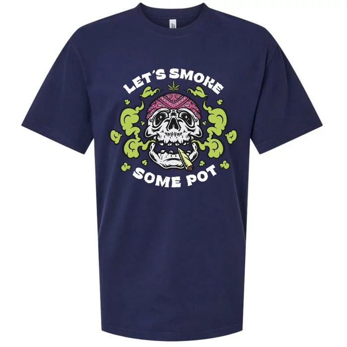 Let's Smoke Some Pot Skull Sueded Cloud Jersey T-Shirt