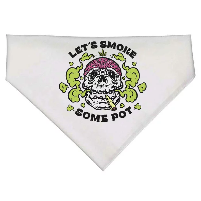 Let's Smoke Some Pot Skull USA-Made Doggie Bandana