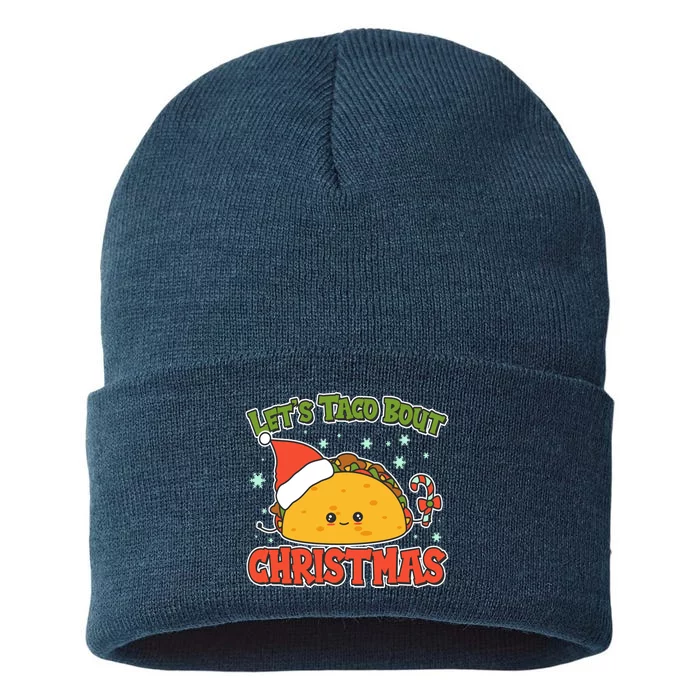 Let's Taco Bout Cute Funny Christmas Sustainable Knit Beanie