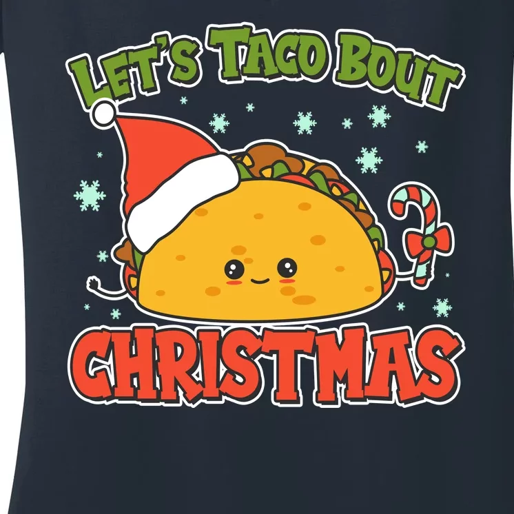 Let's Taco Bout Cute Funny Christmas Women's V-Neck T-Shirt