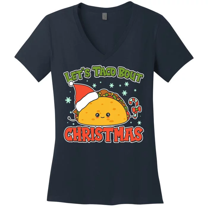 Let's Taco Bout Cute Funny Christmas Women's V-Neck T-Shirt