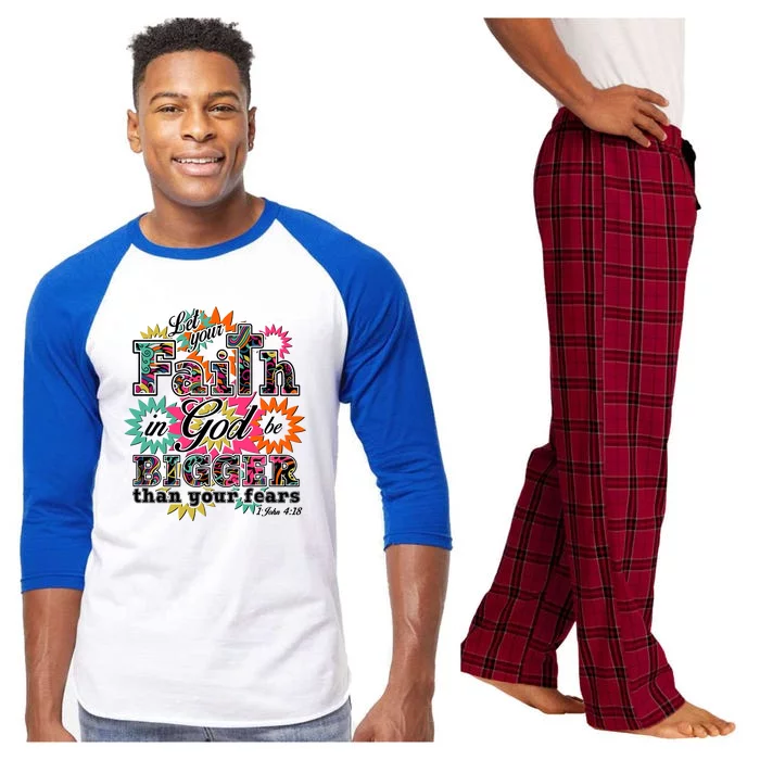 Let's Your Faith in God be Bigger Than You Fears 1 John 4:18 Raglan Sleeve Pajama Set