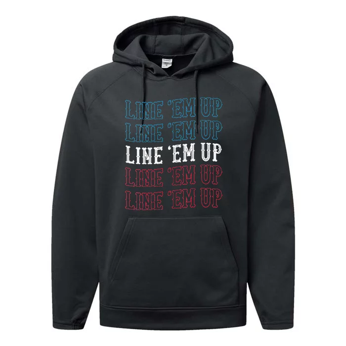 Line Em Up Cute Country Western Cowgirl Red White And Blue Performance Fleece Hoodie