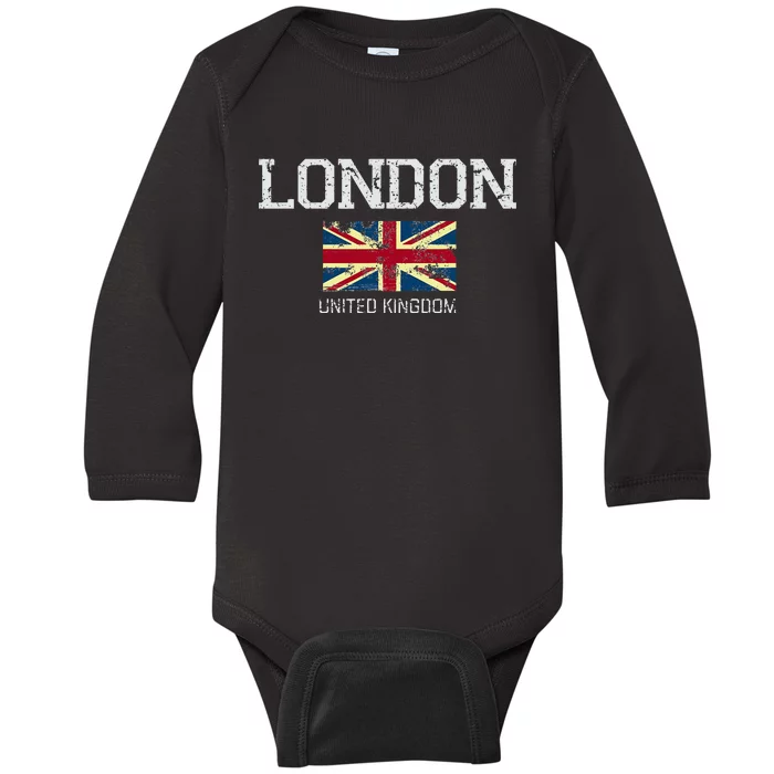 London England United Kingdom Vintage Souvenir Baby Long Sleeve Bodysuit