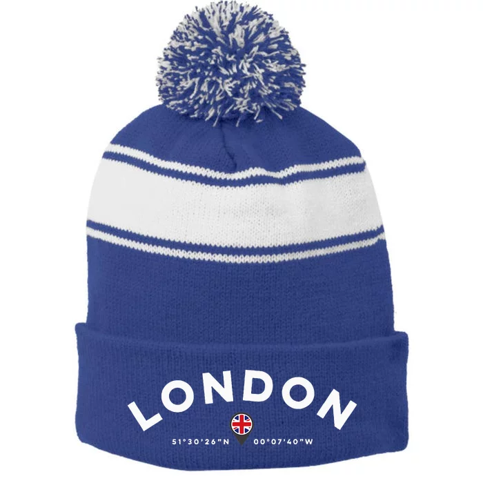 London England Uk United Kingdom Stripe Pom Pom Beanie