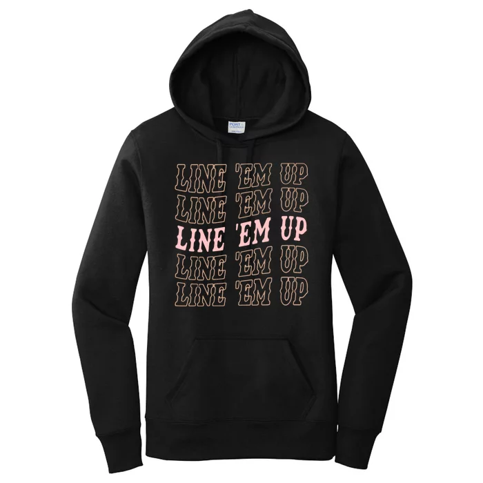 Line 'Em Up Retro Country's Slogan Women's Pullover Hoodie