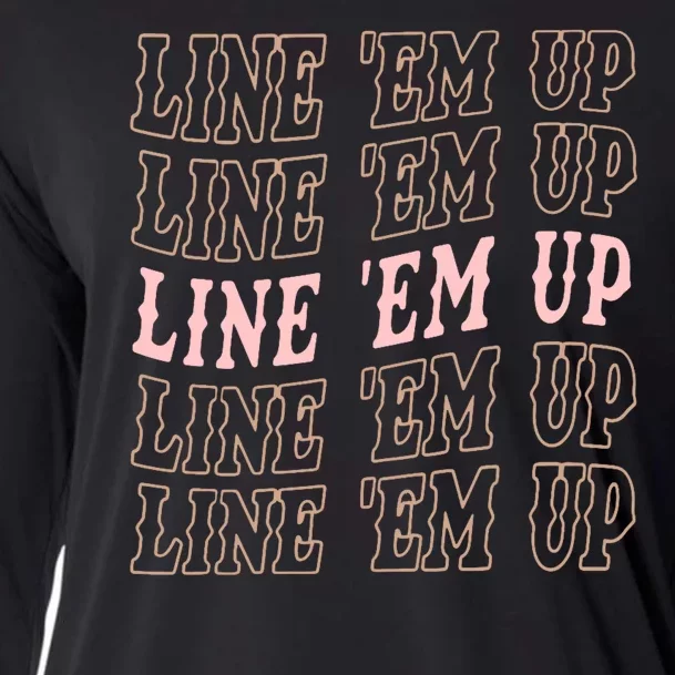 Line 'Em Up Retro Country's Slogan Cooling Performance Long Sleeve Crew