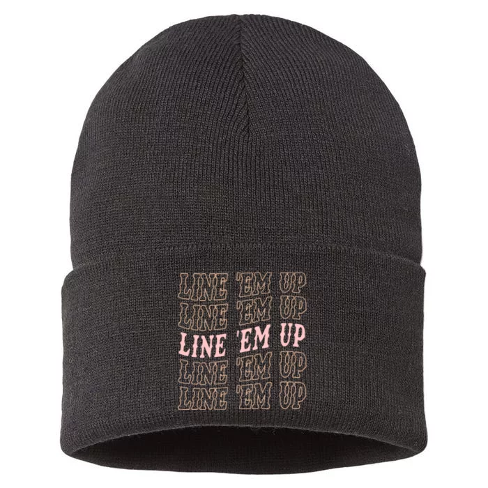 Line 'Em Up Retro Country's Slogan Sustainable Knit Beanie