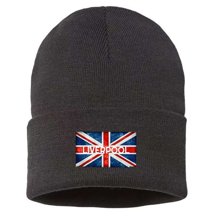 Liverpool England UK Flag . And Souvenir Sustainable Knit Beanie