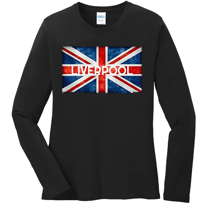 Liverpool England UK Flag . And Souvenir Ladies Long Sleeve Shirt