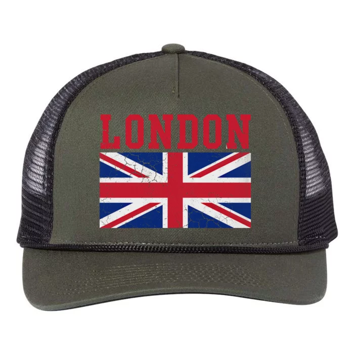 London England Union Jack United Kingdom British Flag Funny Gift Retro Rope Trucker Hat Cap