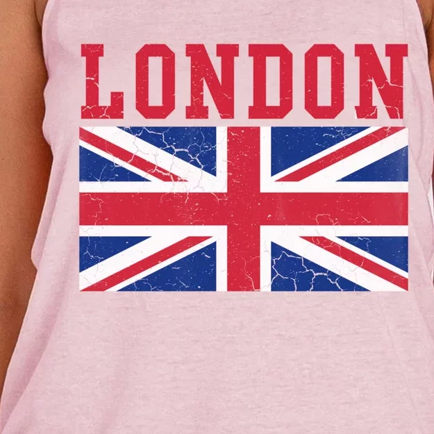 London England Union Jack United Kingdom British Flag Gift Women's Knotted Racerback Tank