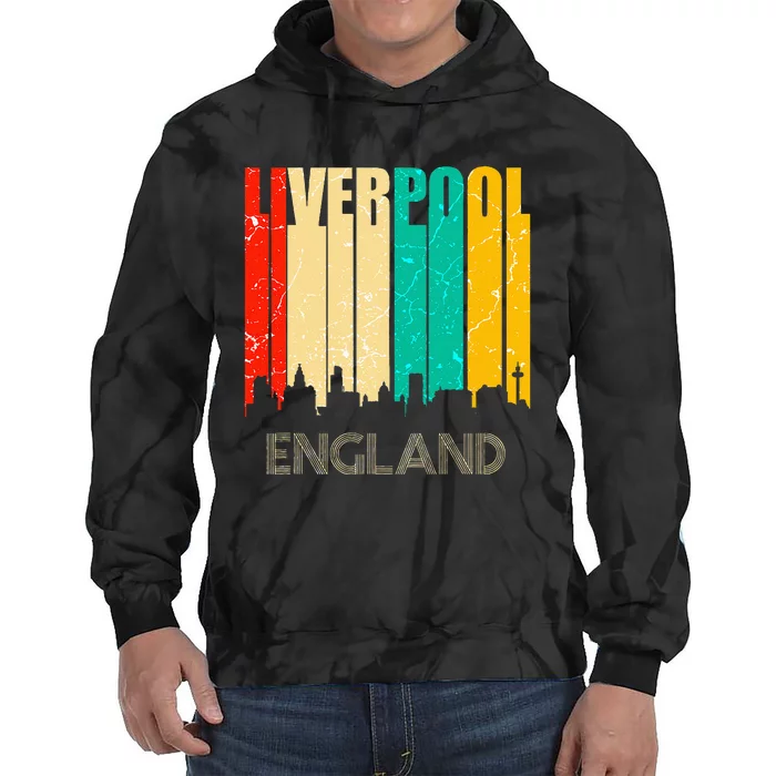 Liverpool England United Kingdom Retro City Skyline Tie Dye Hoodie