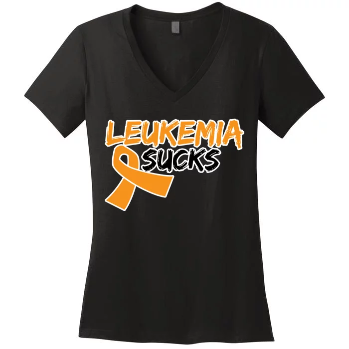 Leukemia Sucks Women's V-Neck T-Shirt