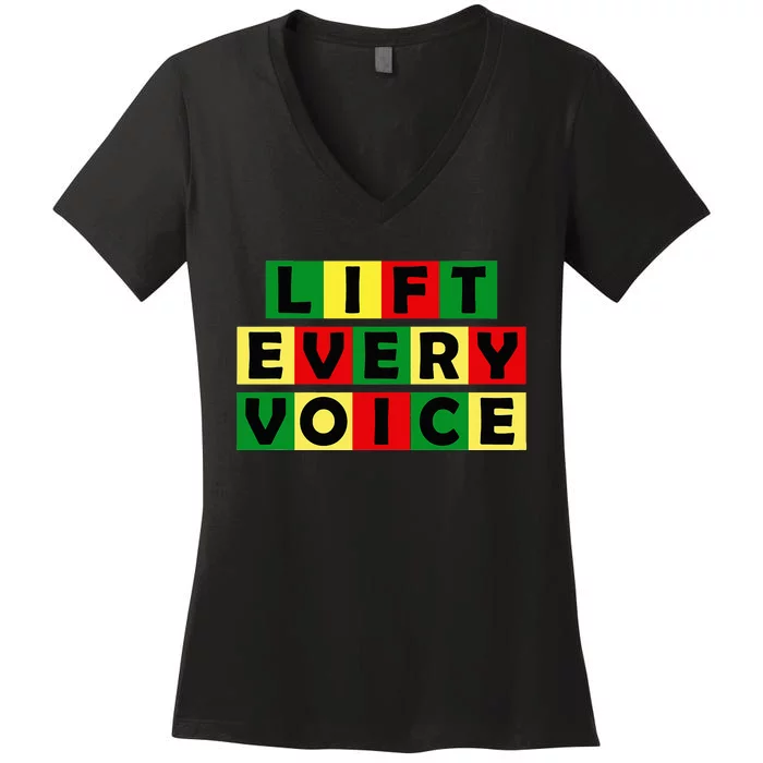 Lift Every Voice Black National Anthem Black Pride History Women's V-Neck T-Shirt